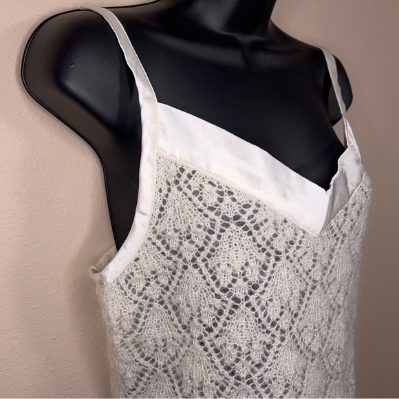 Vintage 90s Y2K Era Moda Mohair Ivory Soft Knit Tank Neutral Classic Medium - Picture 7 of 14